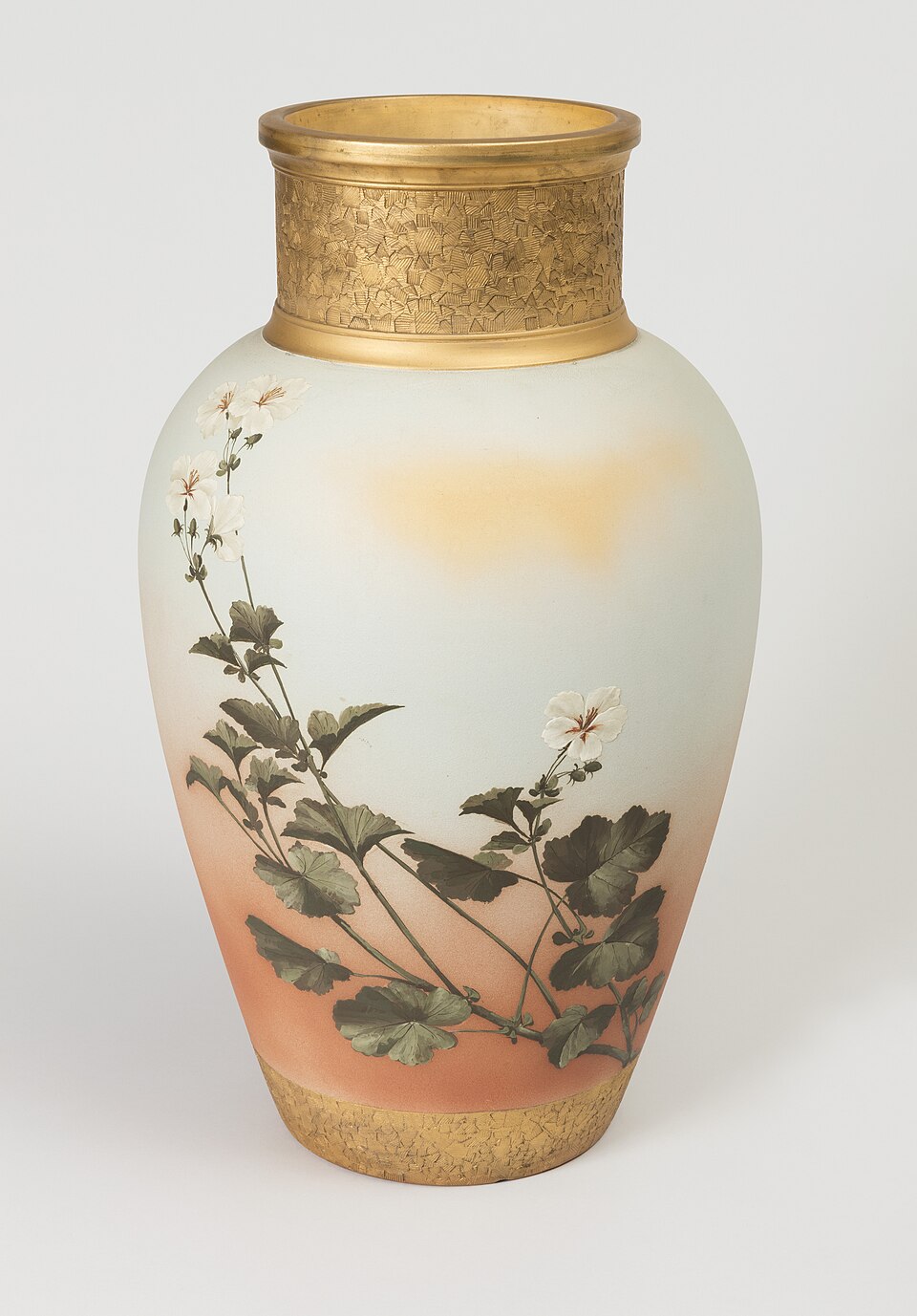 Decorative ceramic vase with a floral design